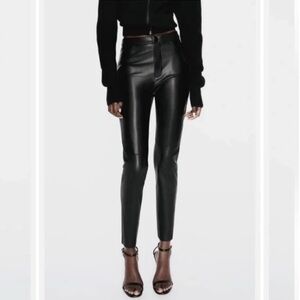Zara Black fur Leather Women's Pants